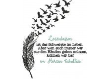 Stickdatei - Feder Vögel Spruch Loslassen